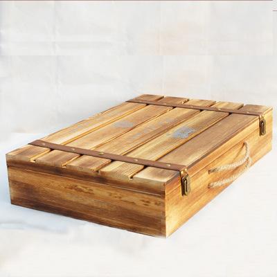 曹縣木制品廠家加工定做精美葡萄酒禮盒 單層烤色紅酒包裝盒批發